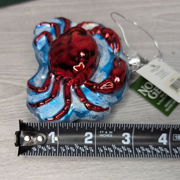 Nobel Gems by Kurt S Adler Christmas Crab Blue Red Glass Ornament w/Original Box - Picture 11 of 13